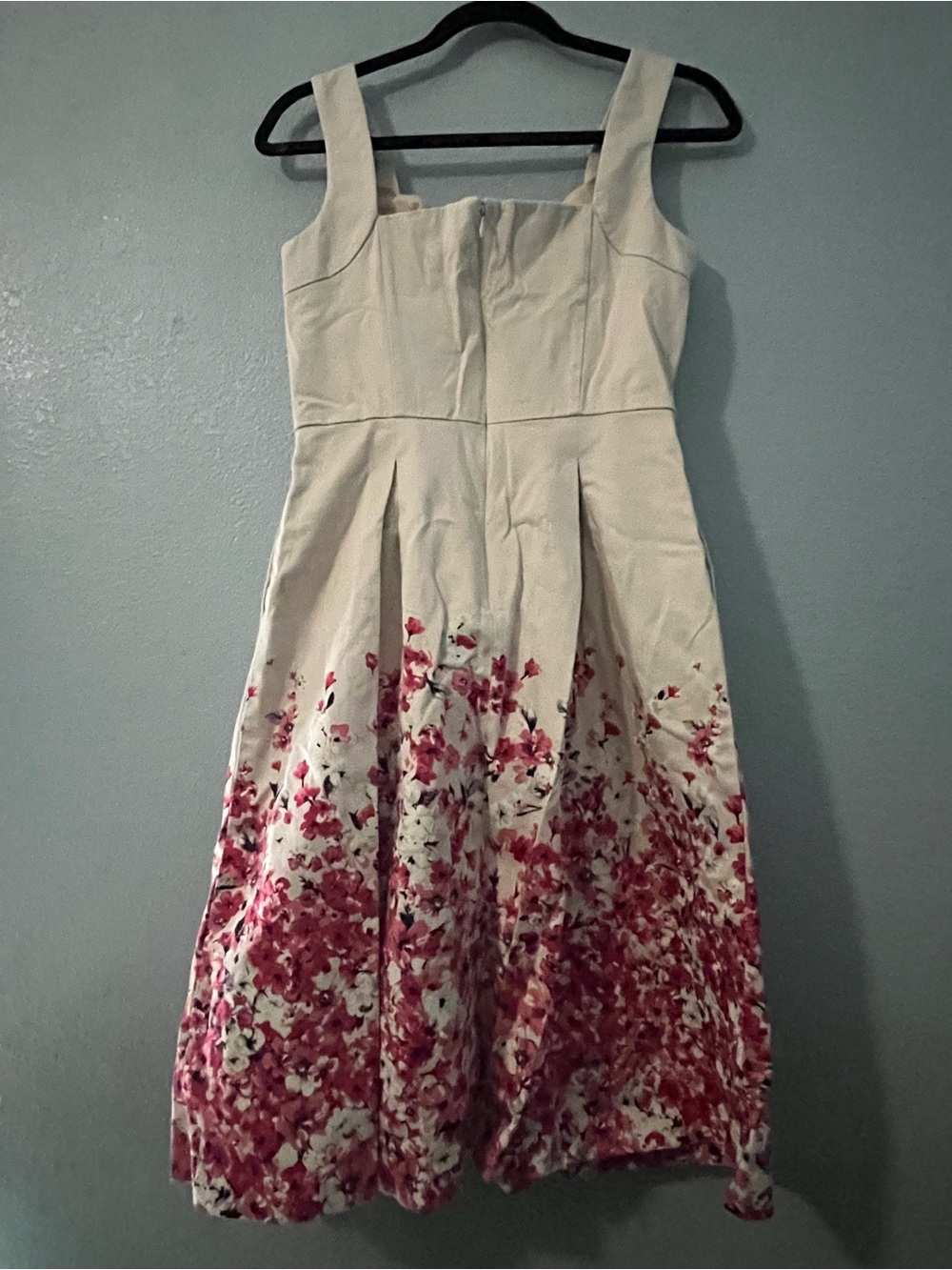 White House Black Market Cream Dress with Pink Floral Print - Picture 2 of 2